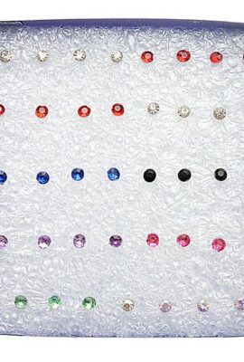 20 Pairs Cute Plastic Earrings Crystal Rhinestone Ear Studs Jewelry