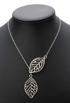 Vintage Gold Silver Big Leaf Pendant Clavicle Chain Necklace For Women