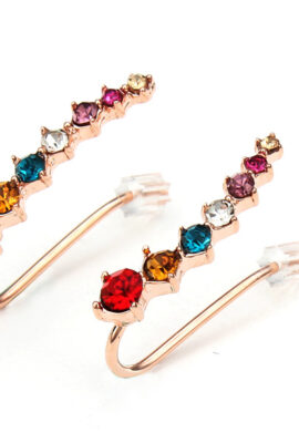 Italina Rhinestone Crystal Ear Cuff Earrings 18K Rose Gold Plated