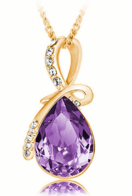 Rhinestone Crystal Water Drop Pendant Necklace For Women