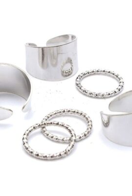 6pcs Punk Open Plain Band Stack Knuckle Rings Set Masters Sun
