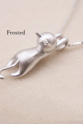 925 Sterling Pure Silver Necklace Cat Pendant Lovely Sweet Jewelry